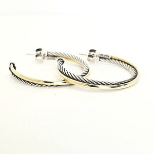 David Yurman XL Crossover Hoop Earrings w/18k Gold